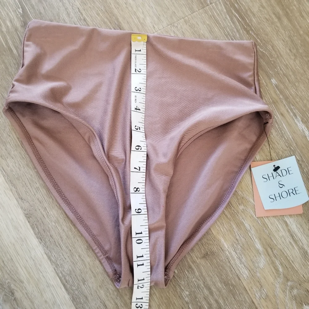 NWT Shade & Shore Brown High Waist Medium Coverage Bikini Bottom Size XS